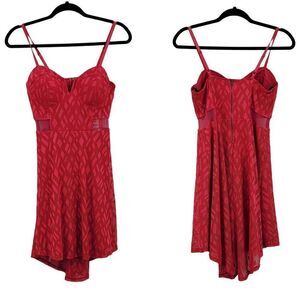 Material Girl Dress Sweetheart Bustier Netted Cutout Mini Fit & Flare Pink M